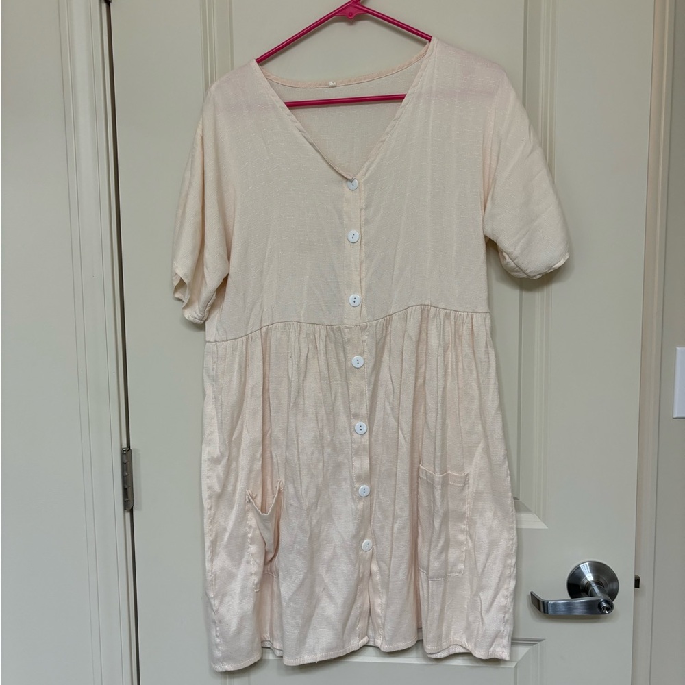 Cream Button-Down Dress